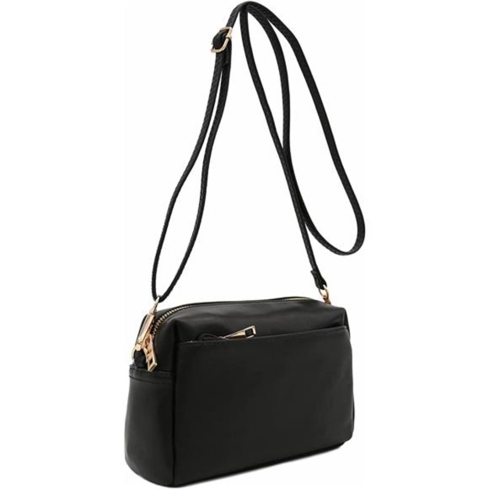 Triple Zip Small Crossbody Bag